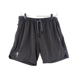Three Nails Mens Athletic Training Shorts Dark Green Cross Logo Size 32